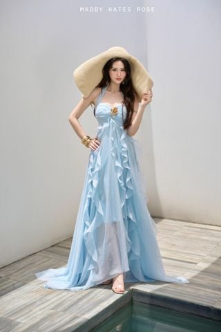 SM25-3 Đầm maxi xanh da trời