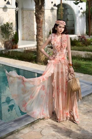 SM25-6 Đầm maxi hoa xẻ