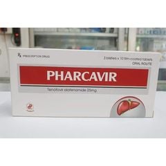 Thuốc Pharcavir 25mg Pharbaco điều trị viêm gan B hộp 3 vỉ x 10 viên