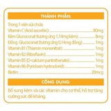 N-Biotech - Sủi Multivitamin Vị Cam, Chanh Leo, Dứa tuýp 20 viên 4g