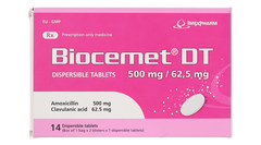 Biocemet DT 500mg/62,5mg trị nhiễm khuẩn do vi khuẩn nhạy cảm (2 vỉ x 7 viên)
