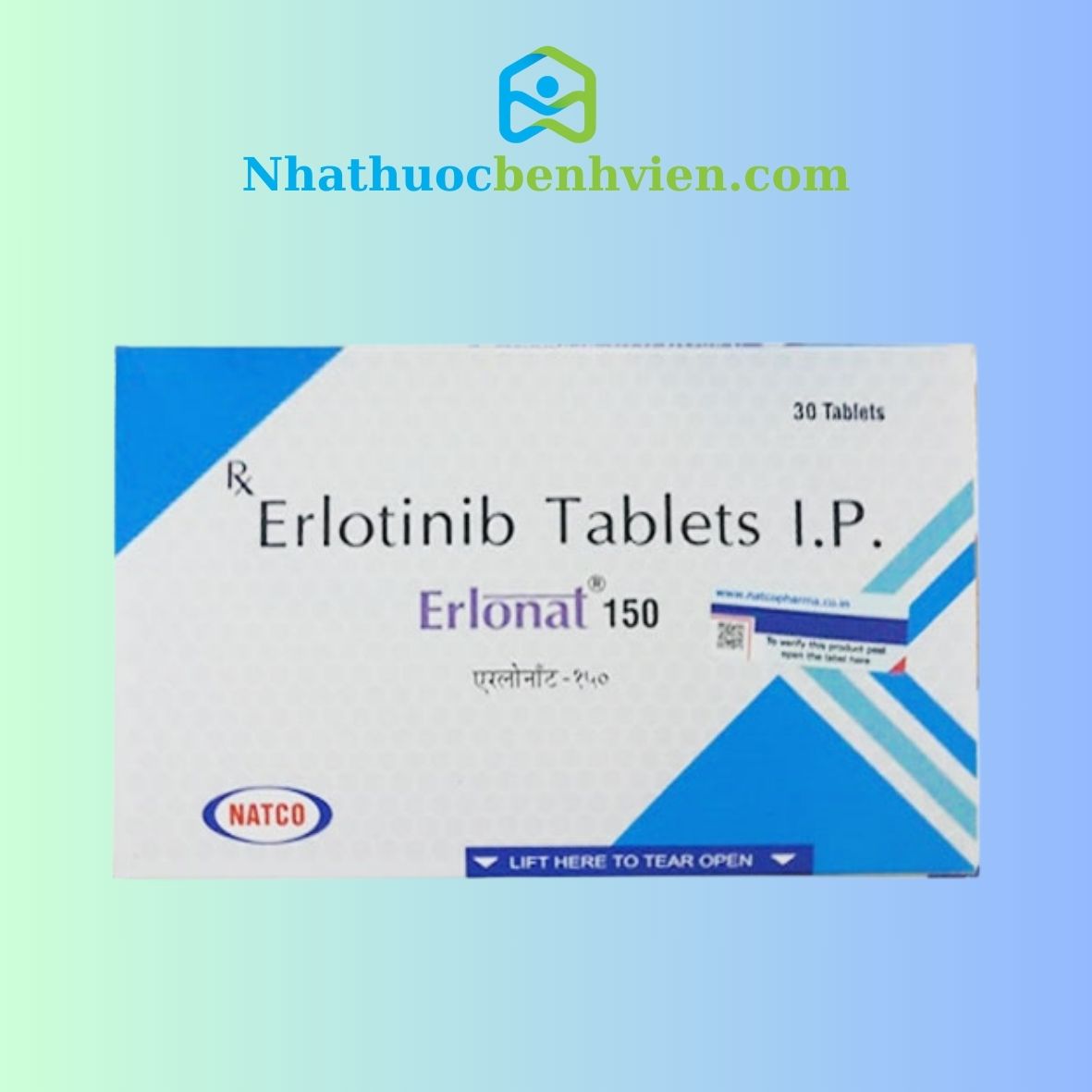 Erlonat ( Erlotinib 150mg ) NATCO hộp 30 viên - Điều trị ung thư thumbnail 1