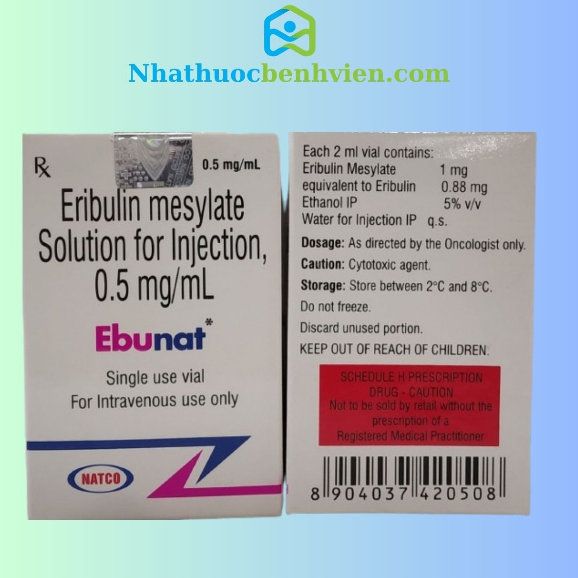 Ebunat ( Eribulin Mesylate inj 0.5mg/ml ) NATCO lọ 2ml - Thuốc chống ung thư thumbnail 1