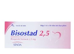 Thuốc Bisostad 2,5 Stada điều trị tăng huyết áp, đau thắt ngực (3 vỉ x 10 viên)