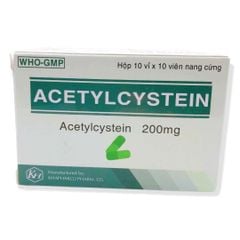 Thuốc trị ho long đờm Acetylcystein 200mg hộp 10 vỉ x 10 viên