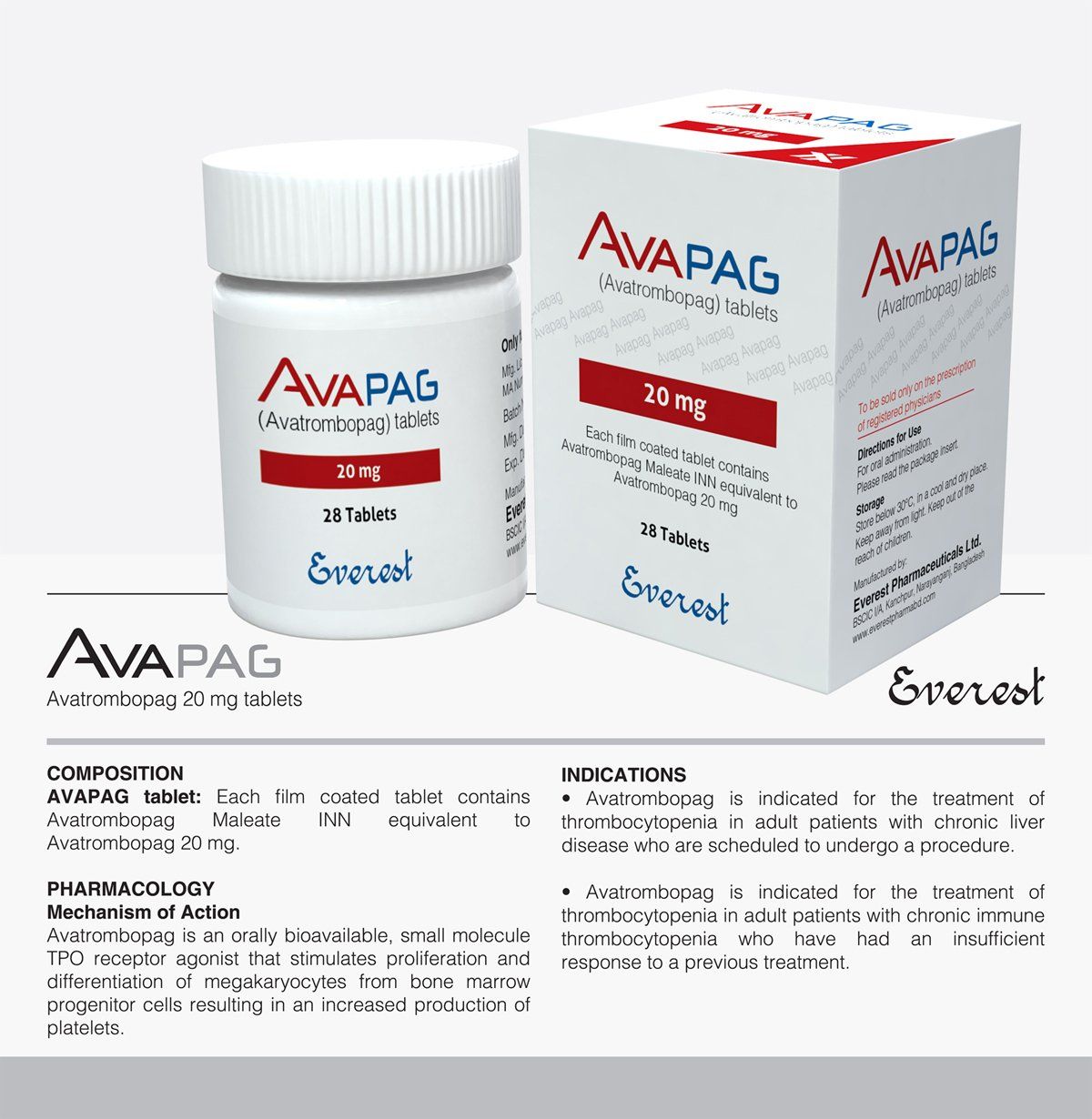 Avapag 20mg (Avatrombopag 20mg) hộp 28 viên - EVEREST – Nhà Thuốc Bệnh Viện