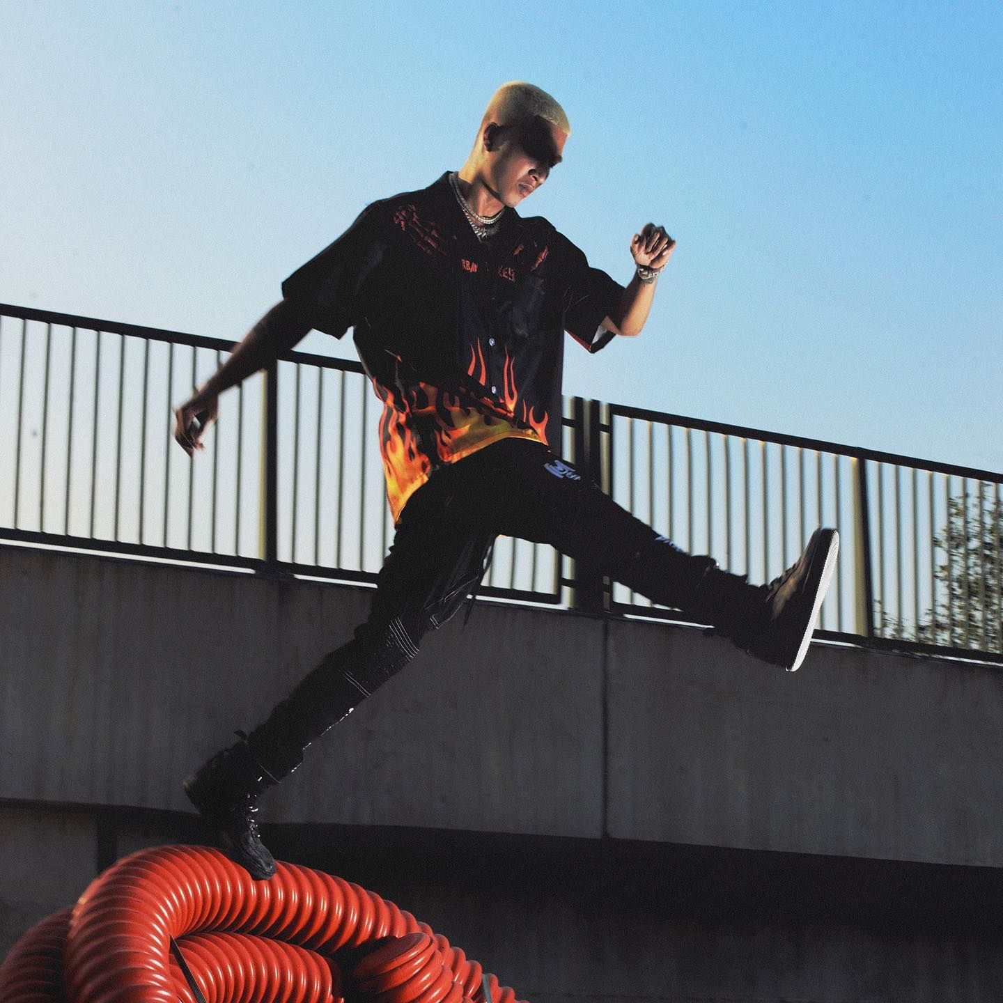  PUNK FLAME SHIRT BLACK 