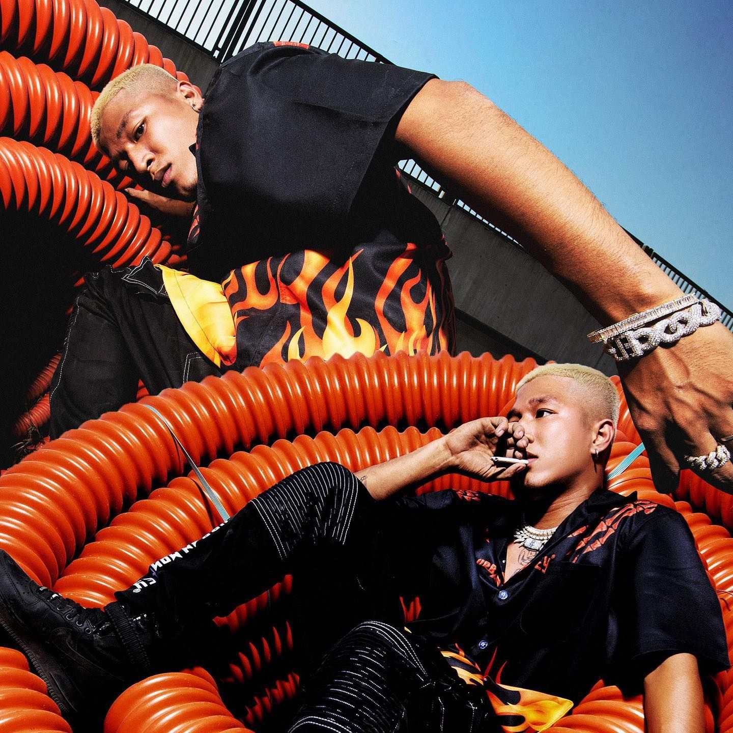  PUNK FLAME SHIRT BLACK 