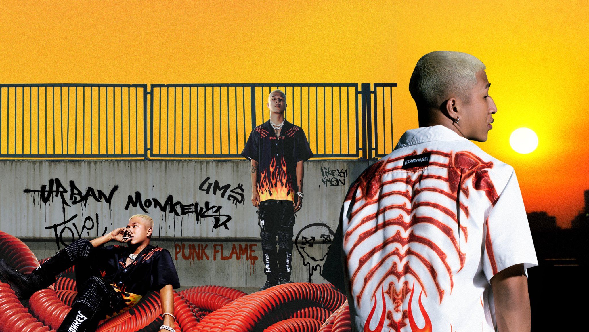  PUNK FLAME SHIRT BLACK 