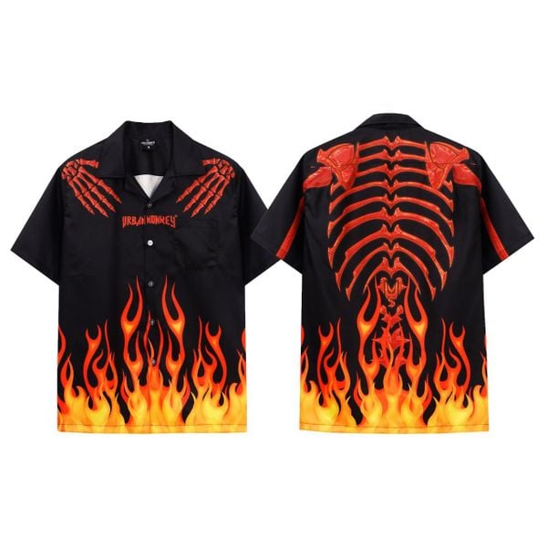  PUNK FLAME SHIRT BLACK 