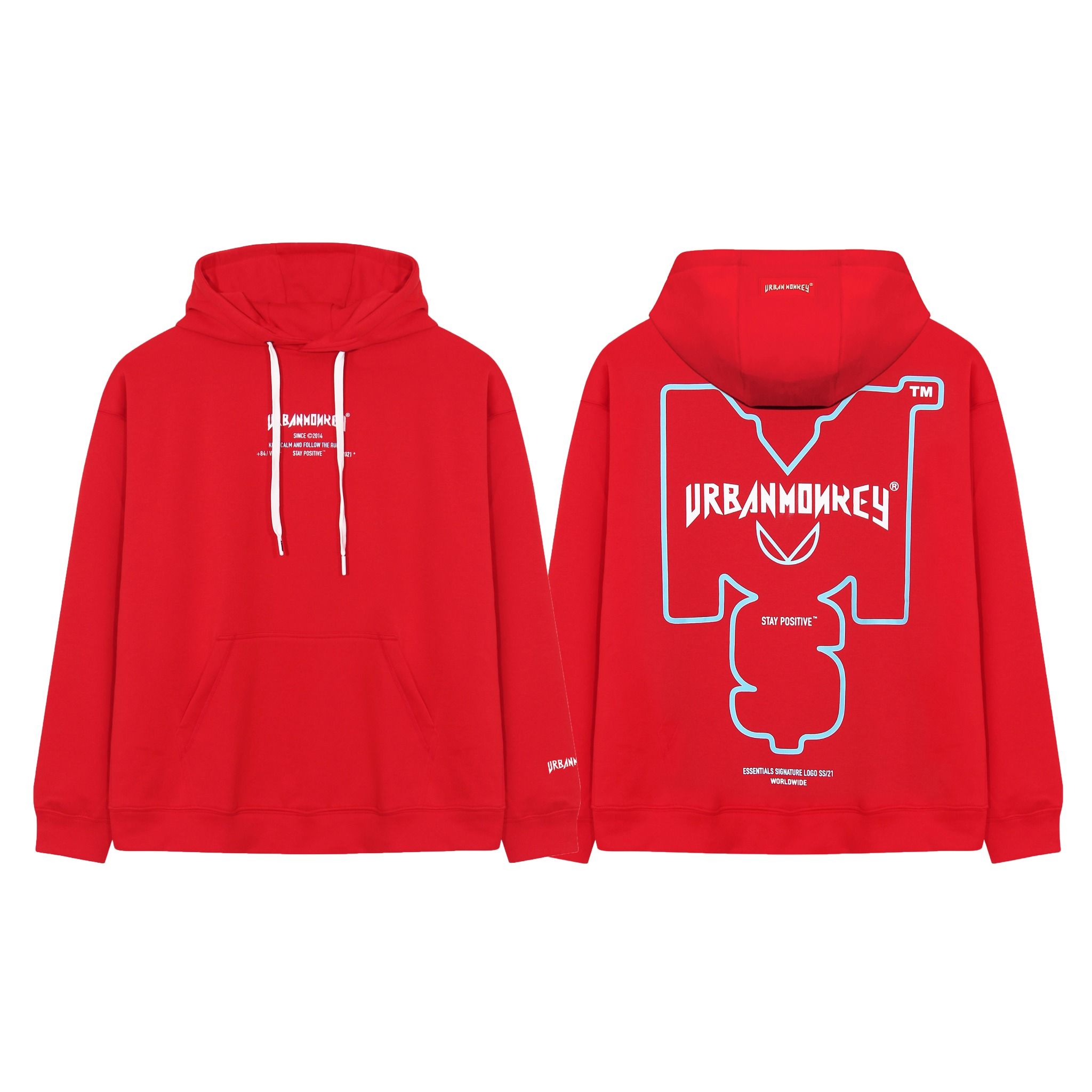 HOODIE ESSENTIAL RED 2.0 – URBAN MONKEY ®