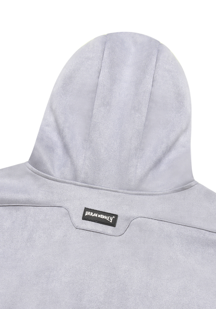  GOBLIN SIGNATURE SUEDE BOXY HOODIE ZIP LIGHT GREY 