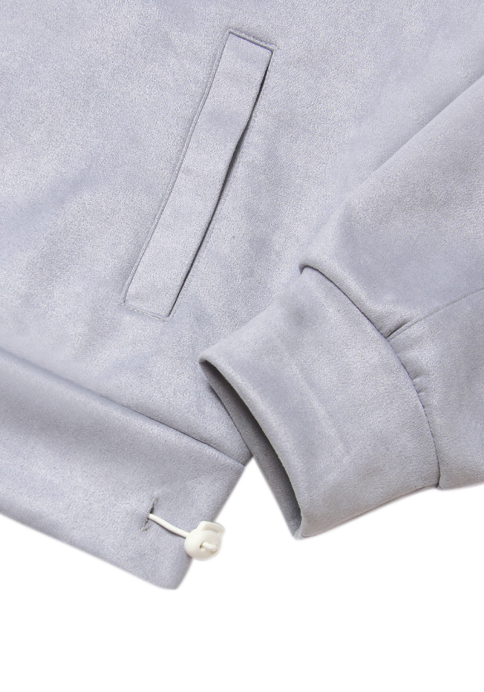  GOBLIN SIGNATURE SUEDE BOXY HOODIE ZIP LIGHT GREY 