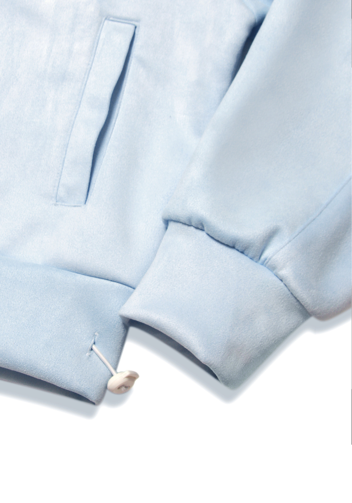  GOBLIN SIGNATURE SUEDE BOXY HOODIE ZIP LIGHT BLUE 