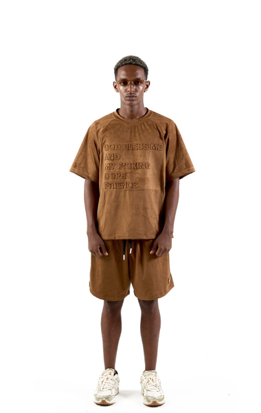  3D QUOTE SUEDE TEE BROWN 