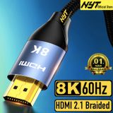  Dây HDMI 2.1 8K UHD 48Gbps NYT H2H211 Bện Lưới, Đầu Metal Mạ Vàng Cao Cấp - BH 24T Chính Hãng 