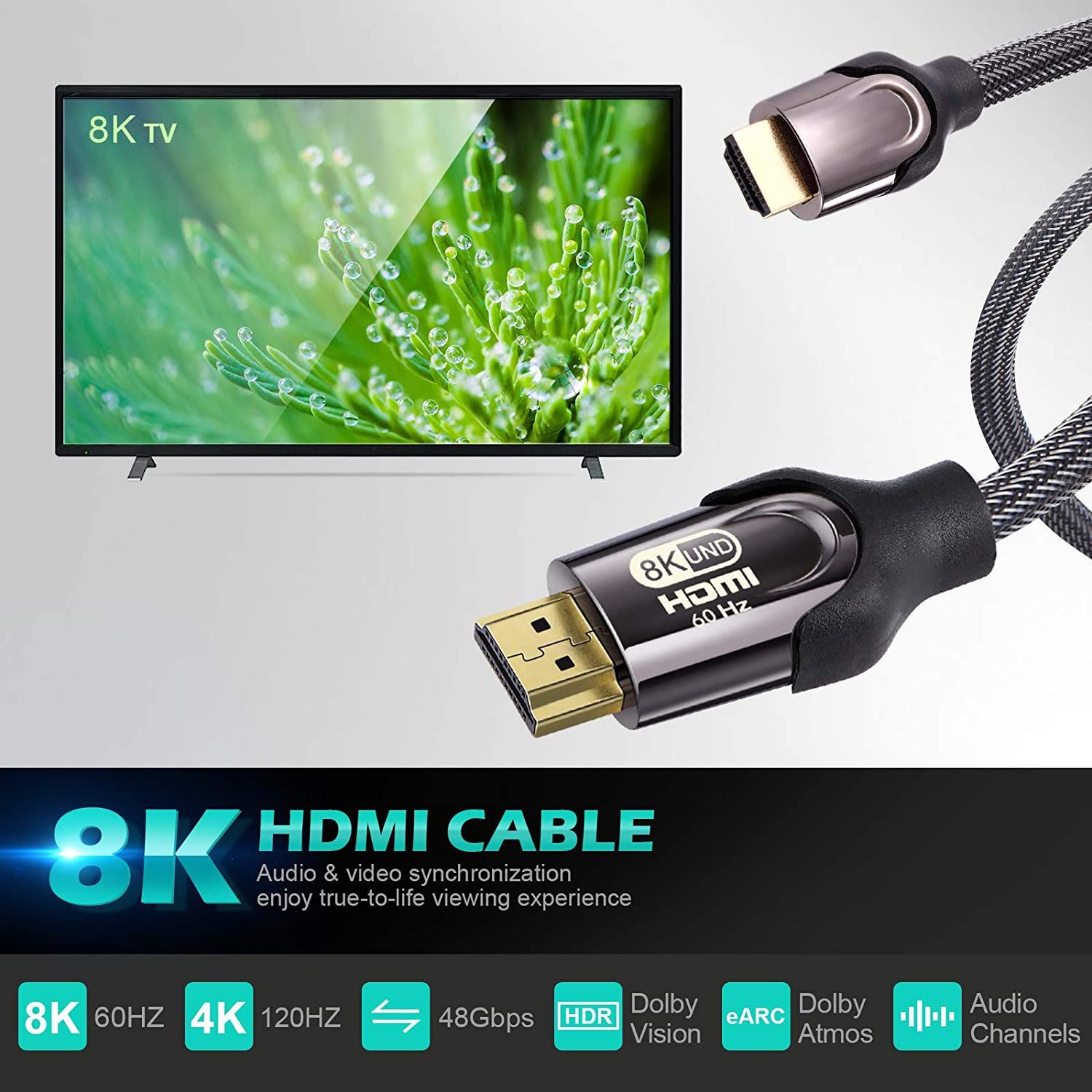  Dây HDMI 2.1 8K UHD 48Gbps ID Tech Bện Lưới, Đầu Metal Mạ Vàng Cao Cấp - BH 24T Chính Hãng 