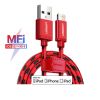 Ugreen 40478 Cáp sạc iPhone Chuẩn MFi Hỗ trợ sạc nhanh Cao Cấp Dài 0.5M (Màu Đỏ)