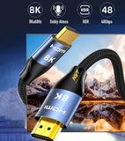 Dây HDMI 2.1 8K UHD 48Gbps NYT H2H211 Bện Lưới, Đầu Metal Mạ Vàng Cao Cấp - BH 24T Chính Hãng 