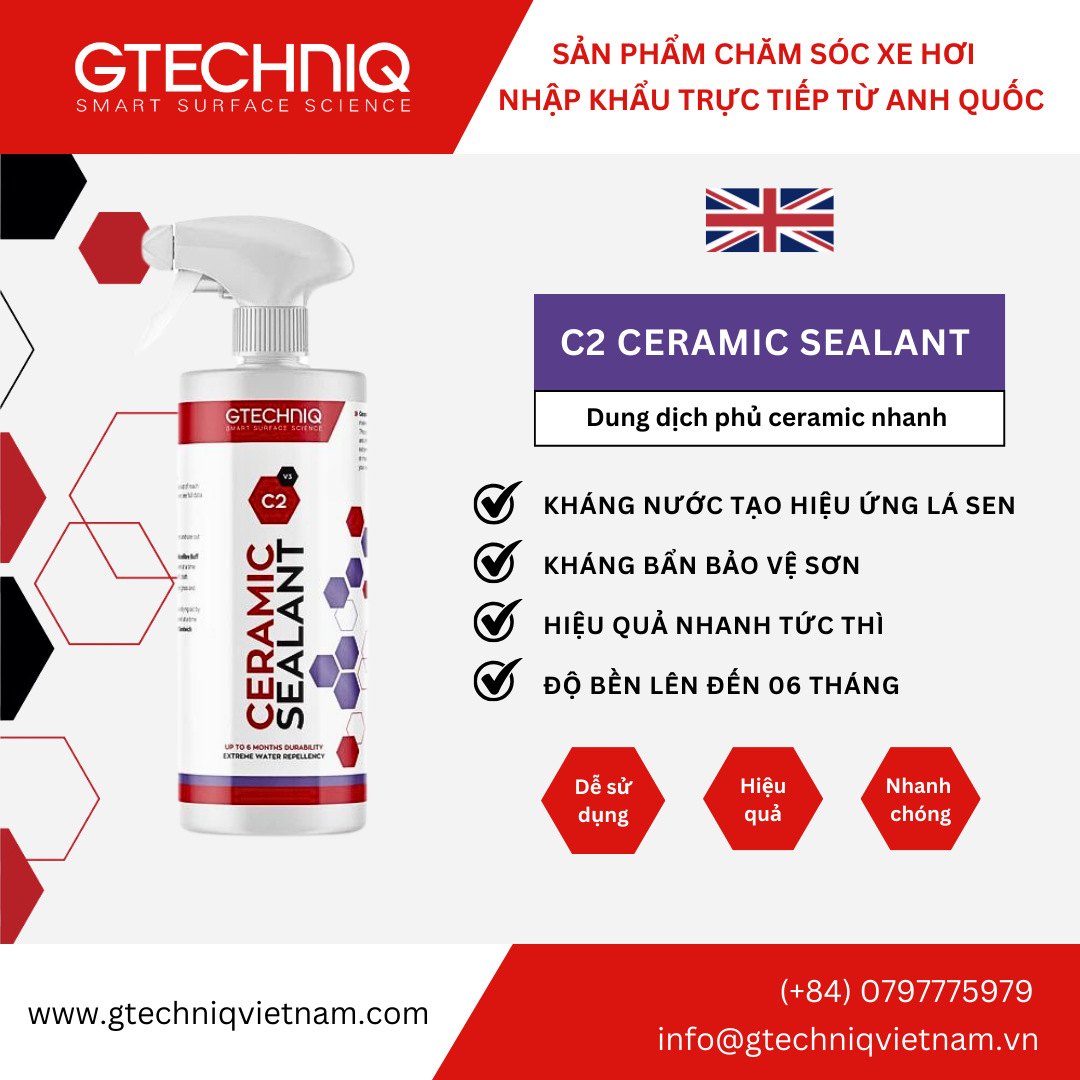  Dung Dịch Phủ Ceramic Nhanh - Gtechniq C2 Ceramic Sealant 500ml 