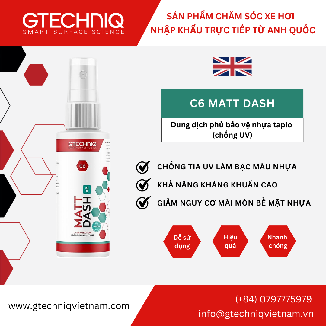  Dung Dịch Phủ Bảo Vệ Nội Thất - Gtechniq C6 Matt Dash AB 100ml 