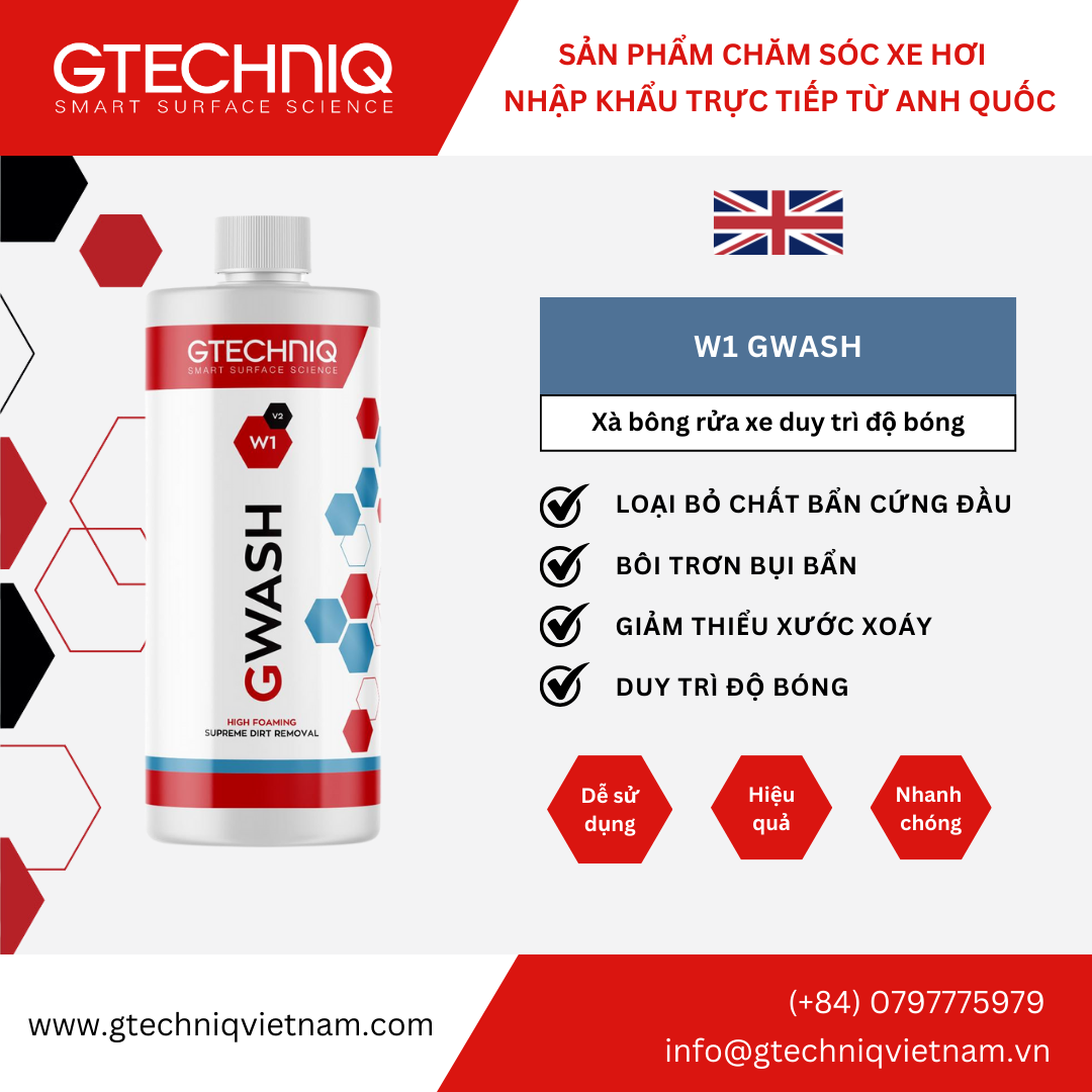  Xà Bông Rửa Xe Duy Trì Độ Bóng - Gtechniq  GWash W1 500ml 