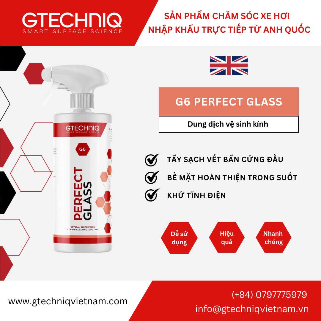 Nettoyant Vitres Gtechniq G6 Perfect Glass 5000ml - Sans Traces, Anti-Static, Pour Toutes Surfaces Vitrées