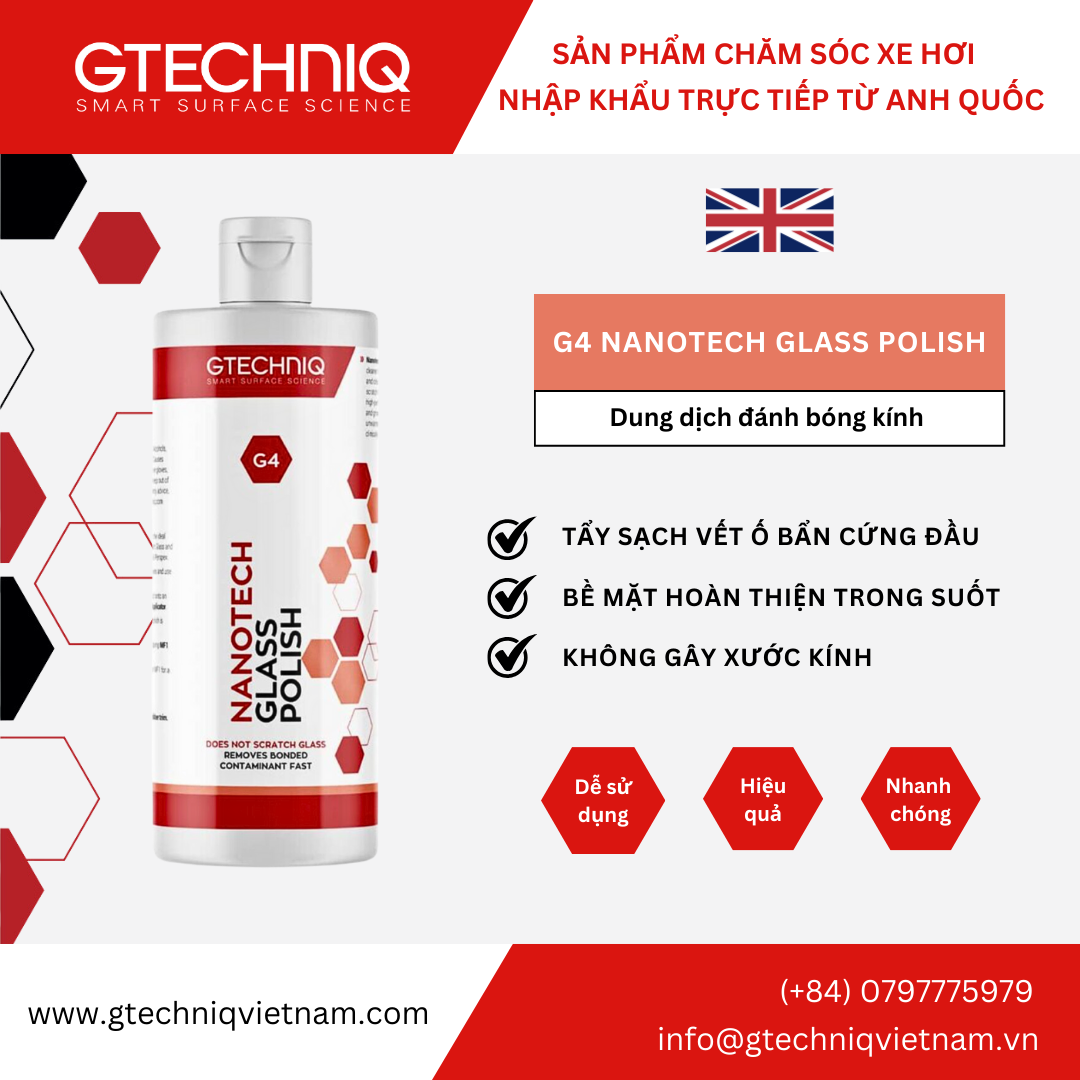  Dung Dịch Đánh Bóng Kính - Gtechniq G4 Nanotech Glass Polish 100ml 