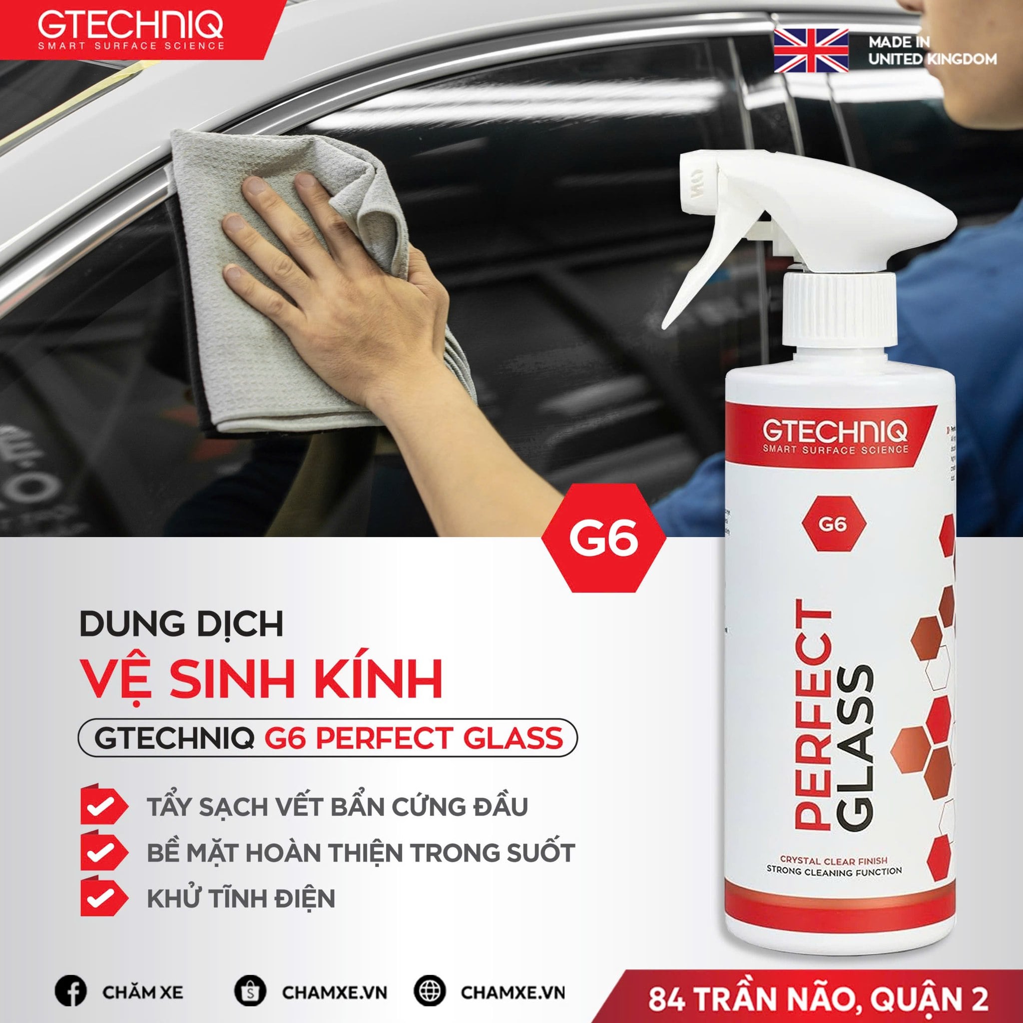  Dung Dịch Vệ Sinh Kính Siêu Trong Suốt - Gtechniq G6 Perfect Glass 500ml 