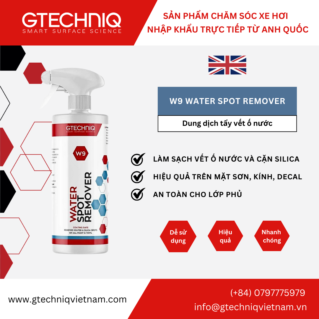  Dung Dịch Làm Sạch Vết Ố Mốc Nước - Gtechniq W9 Water Spot Remover 500ml 