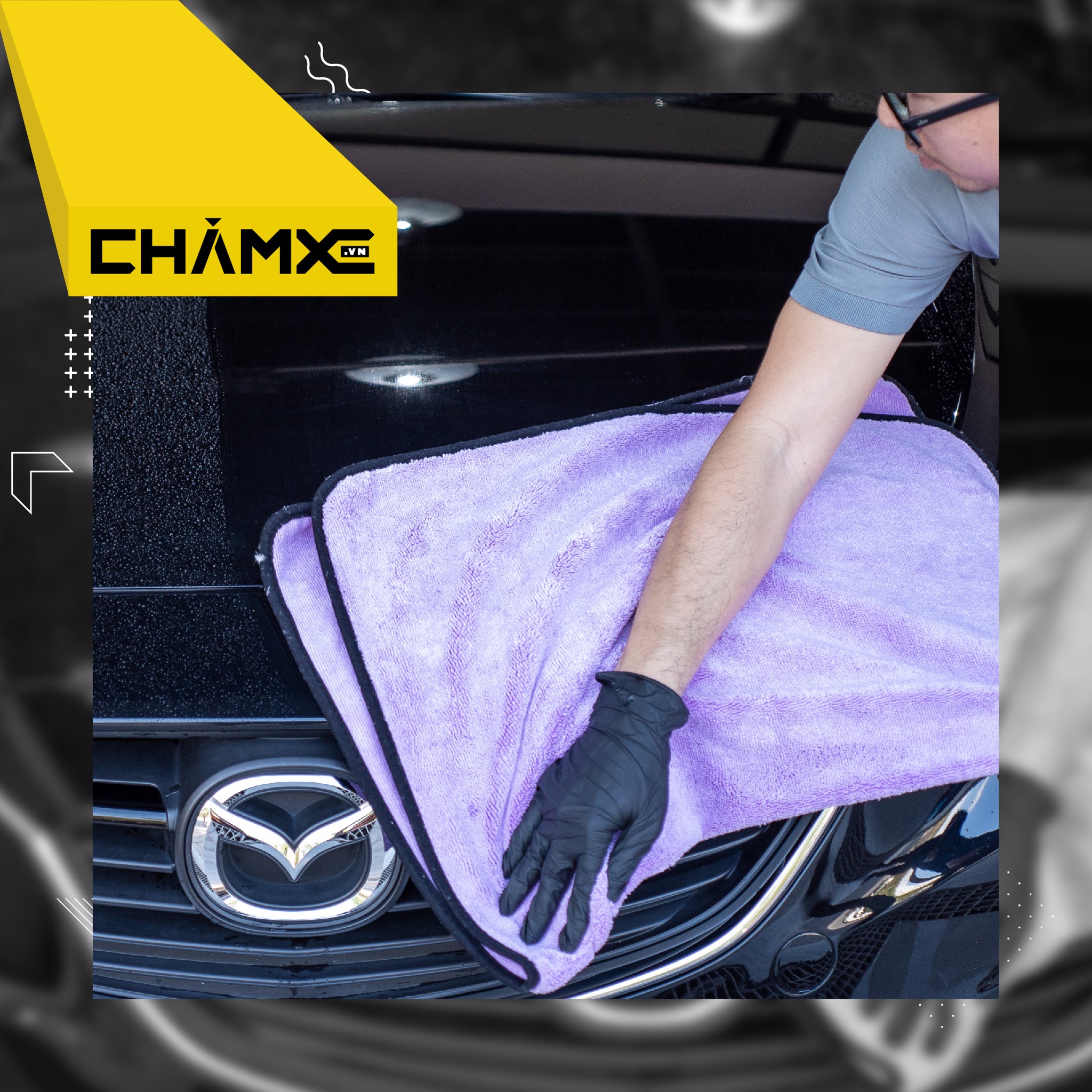 Khăn Lau Khô Microfiber Tím 90cm x 60cm