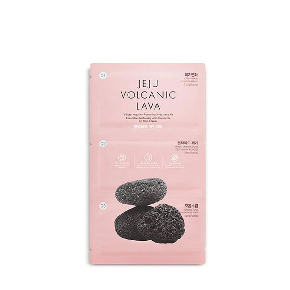 Mặt Nạ Làm Sạch Mụn Đầu Đen Vùng Mũi Thefaceshop Jeju Volcanic Lava 3 - Step Impurity - Rem Moving Nose Strip Kit