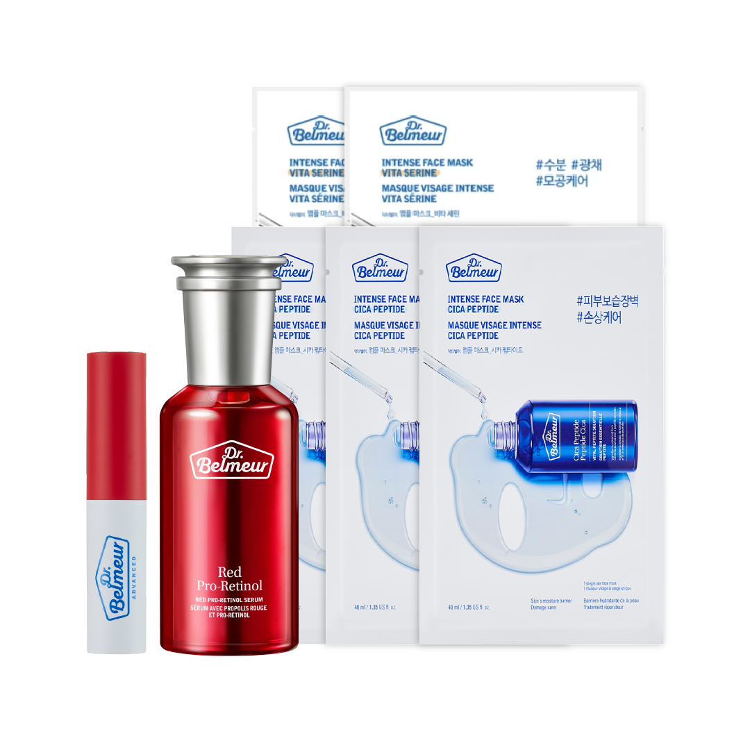 Combo Tinh Chất Chống Lão Hóa Dr.belmeur Red Pro - Retinol (Tặng 5 Mặt Nạ + Son Dưỡng)