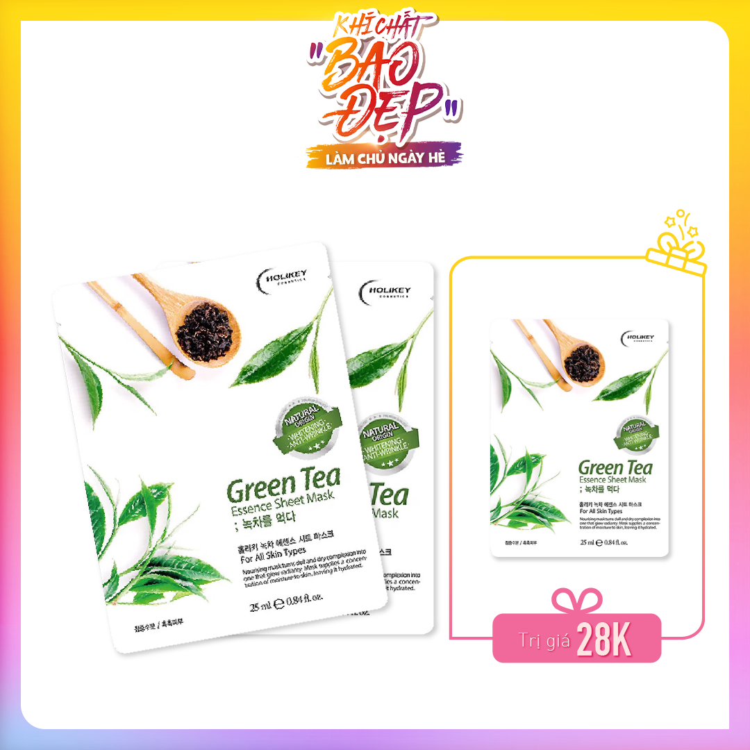 Set 03 Mặt Nạ Trà Xanh Dưỡng Ẩm Và Ngăn Ngừa Mụn Holikey Green Tea Essence 25Ml