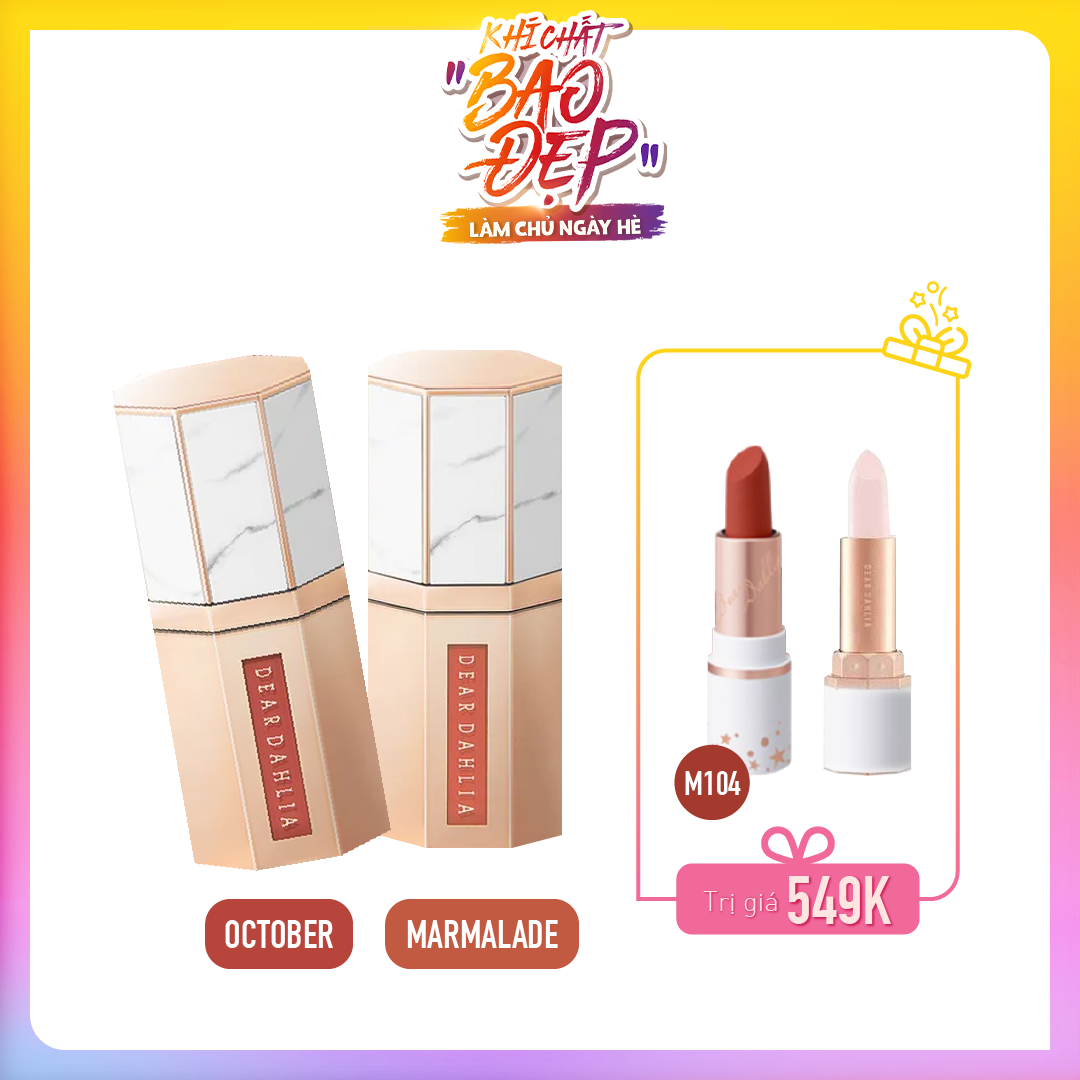 [Màu Đỏ Nude] Combo Son Kem Hiệu Nhung Mịn Dear Dahlia Paradise Dream Velvet Lip Mousse (October - Marmalade)