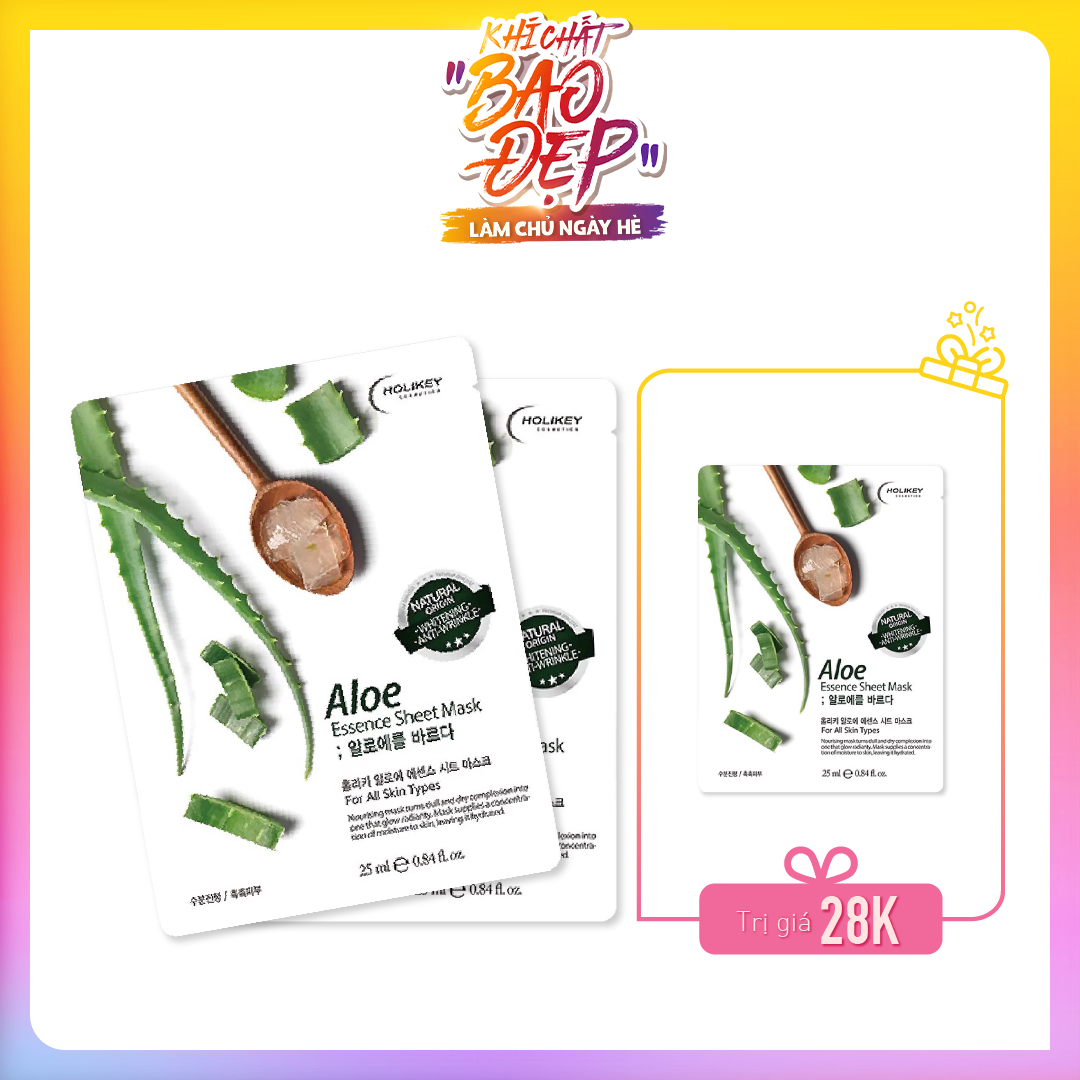 Set 03 Mặt Nạ Tinh Chất Lô Hội Cấp Ẩm Holikey Aloe Vera Essence Sheet 25Ml