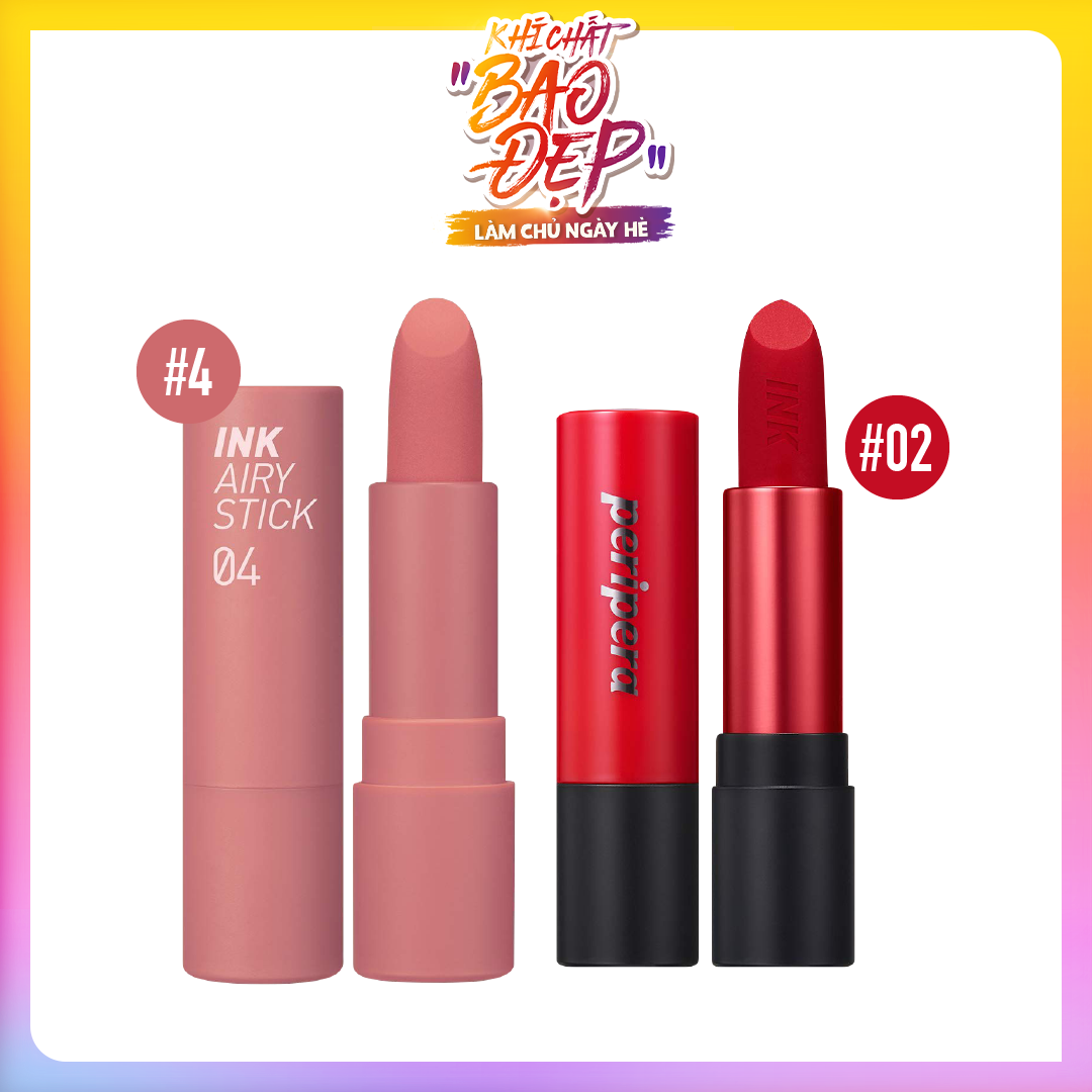 Combo Son Lì & Son Thỏi Hiệu Ứng Nhung Mịn Peripera Ink Airy Stick 4 Bestie Pink