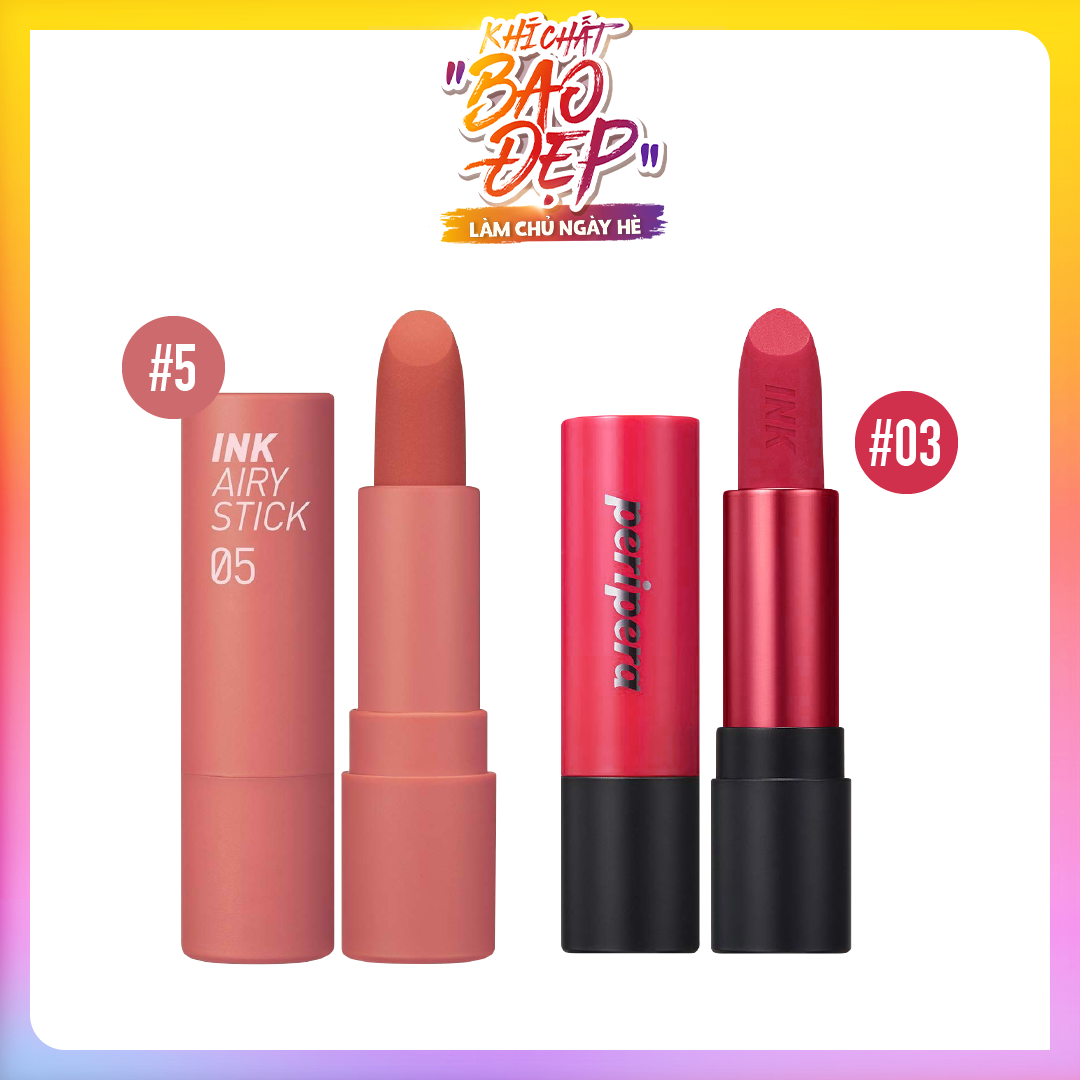 Combo Son Lì & Son Thỏi Hiệu Ứng Nhung Mịn Peripera Ink Airy Stick 5 Burnt Tangerine