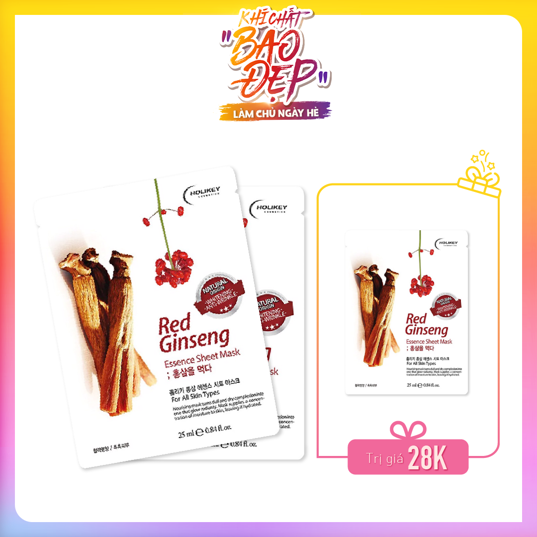 Set 03 Mặt Nạ Nhân Sâm Đỏ Trẻ Hóa Làn Da Holikey Red Ginseng Essence Sheet 25Ml