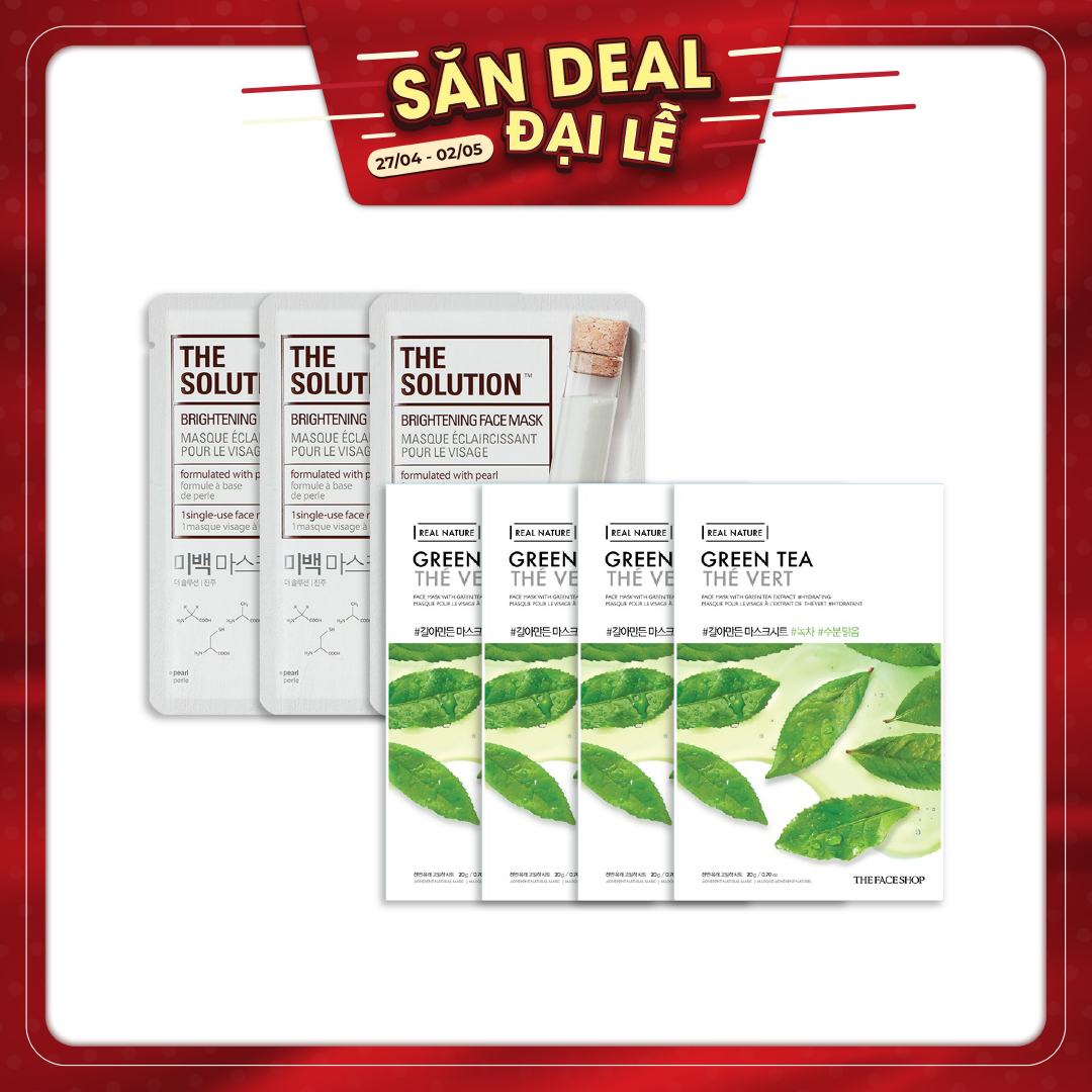 Combo 07 Mặt Nạ Giấy Thanh Lọc & Làm Sáng Mịn Da The Solution & Real Nature