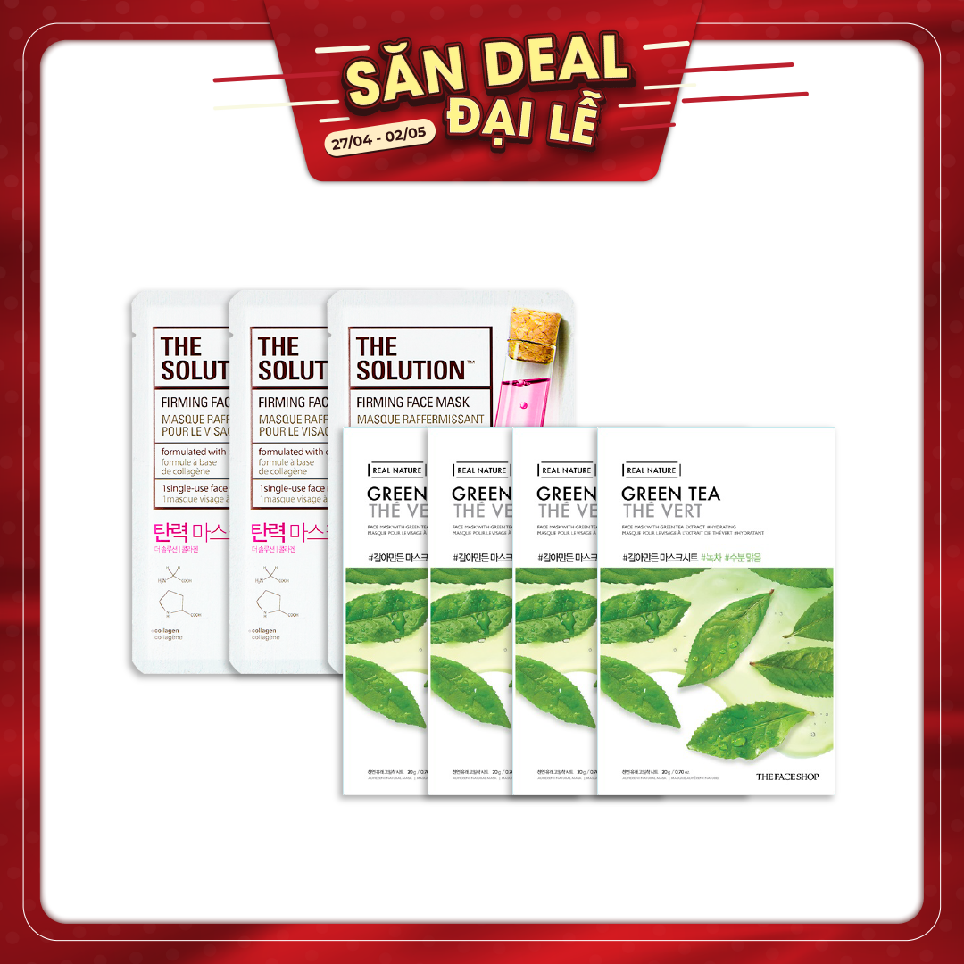 Combo 07 Mặt Nạ Dưỡng Da Săn Chắc, Tươi Tắn The Solution & Real Nature