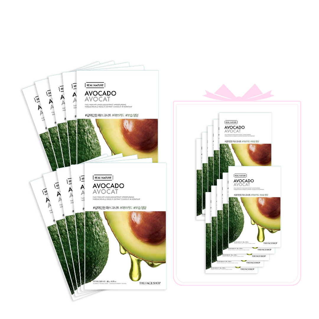 Set 20 Mặt Nạ Giấy Phục Hồi Ẩm Thefaceshop Real Nature Avocado