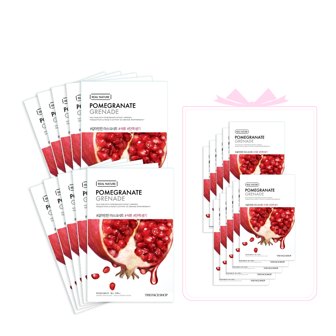Set 20 Mặt Nạ Phục Hồi Độ Ẩm Và Chống Oxy Hóa Thefaceshop Real Nature Pomegranate