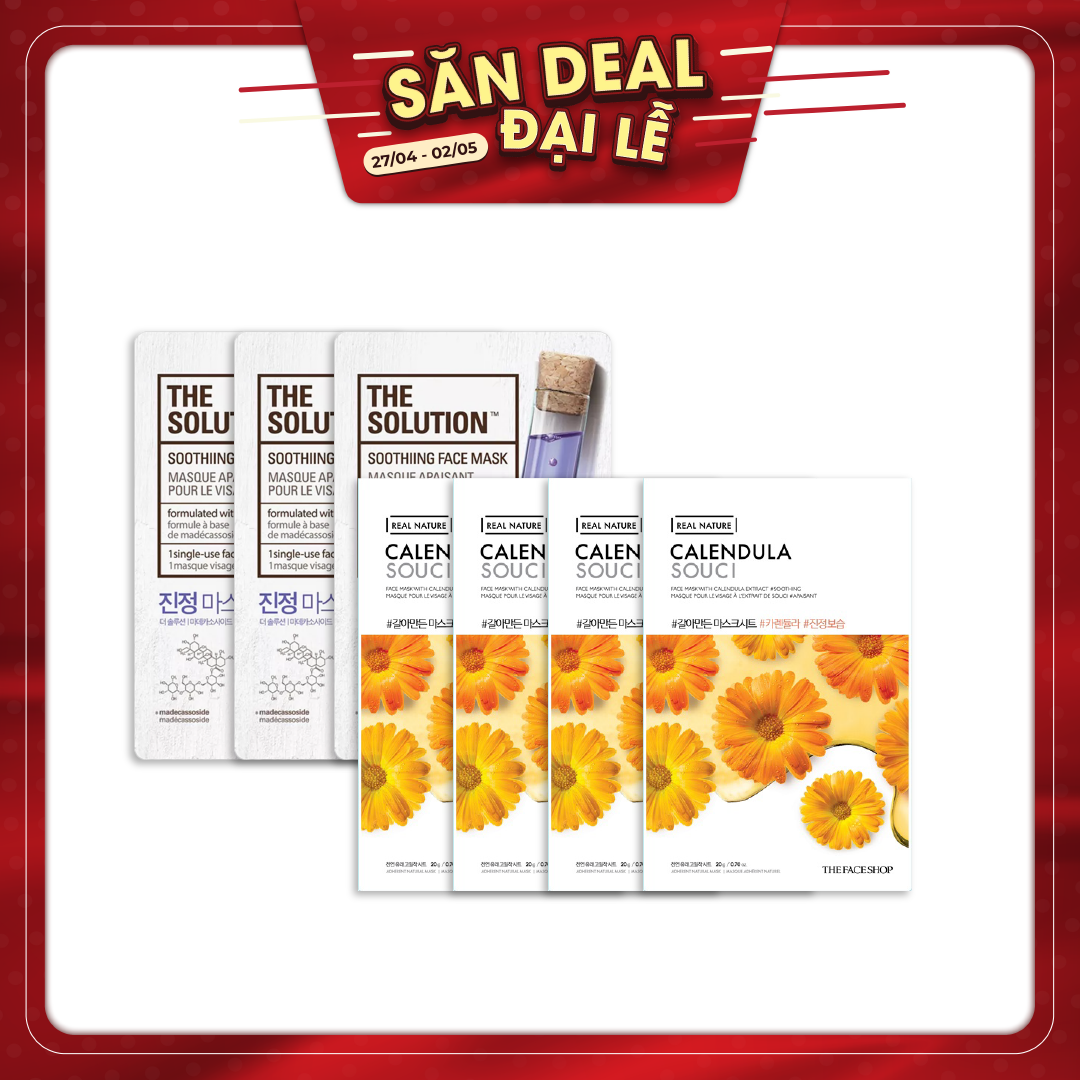 Combo 07 Mặt Nạ Dưỡng Ẩm Làm Dịu Da The Solution & Real Nature