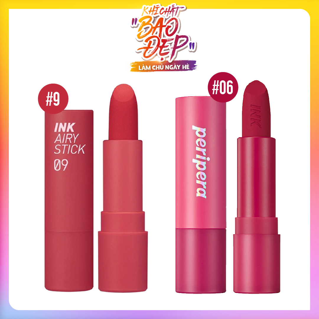 Combo 02 Son Thỏi Lì, Mịn Peripera Ink Stick (Đỏ - Đỏ Hồng)