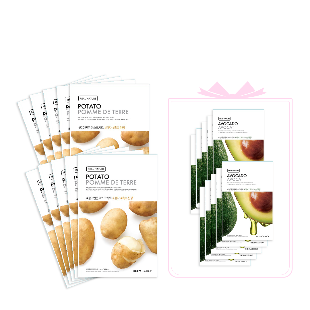 Combo 20 Mặt Nạ Dưỡng Ẩm, Sáng Da Thefaceshop Real Nature (Khoai Tây - Bơ)