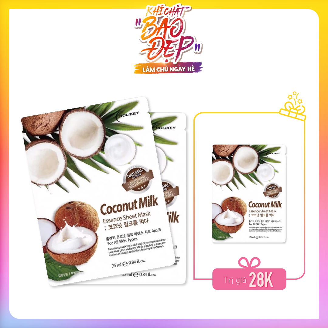Set 03 Mặt Nạ Sữa Dừa Dưỡng Ẩm Ngăn Ngừa Lão Hóa Da Holikey Coconut Milk Essence 25Ml