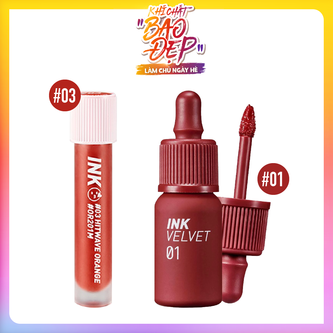 Combo 02 Son Tint Nhung Mịn, Lì Peripera Ink Tint (Cam - Đỏ)