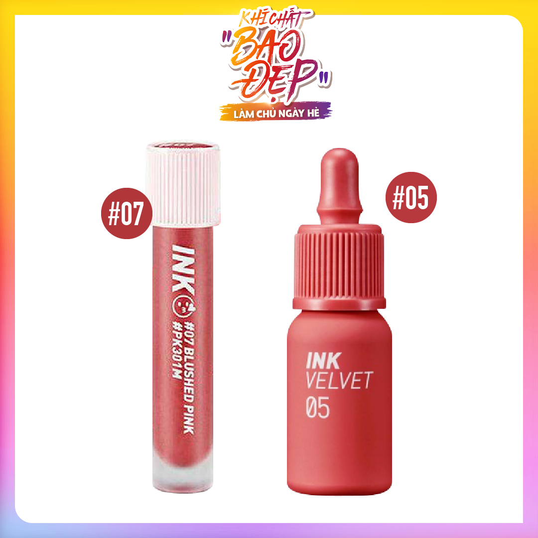 (Màu Hồng - Cam Nhạt) Combo Son Tint Nhung Mịn, Lì Mượt Peripera Ink Tint