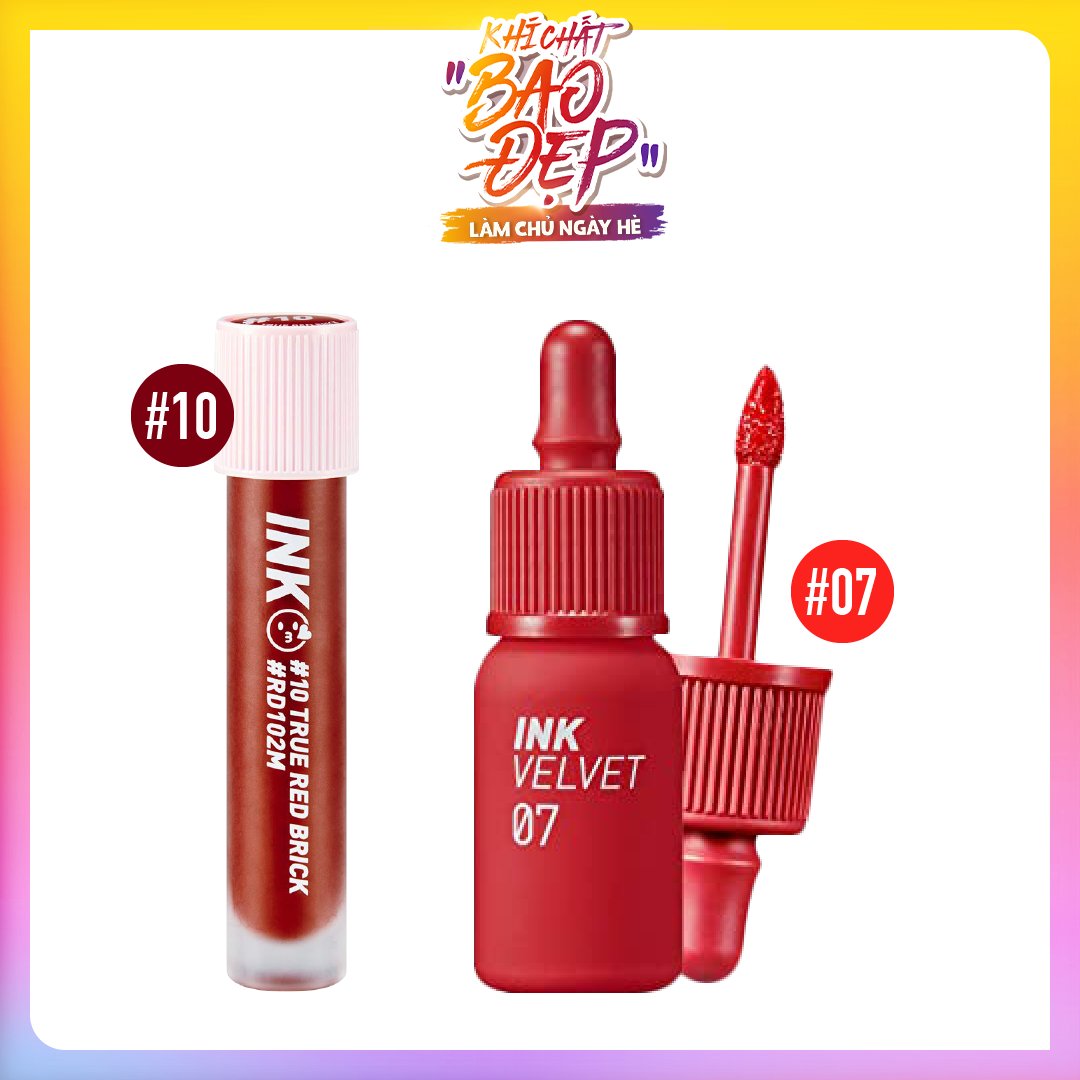 (Màu Đỏ - Đỏ Cam) Combo 02 Son Kem Lì Mịn Peripera Ink Tint